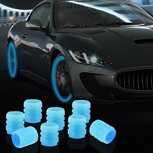 Yungeln 8Pcs Noctilucous Tire Air Caps Cover,Fluorescent Car Tire Valve Caps,Glowing Tire Valve Stem Caps,Universal Tire Valve Stem Covers for Car,Truck,SUV