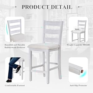 COLAMY Modern Counter Height Bar Stools, Wooden Bar Stools Set of 2, 25 Inch Upholstered Fabric Barstools with Backs and Wooden Legs for Kitchen Island Dining Room Bar Shop, White Wash COLAMY Modern Counter Height Bar Stools Wooden Bar Stools Set of 2 25 Inch Upholstered Fabric Barstools with Backs and Wooden Legs for Kitchen Island Dining Room Bar Shop White Wash