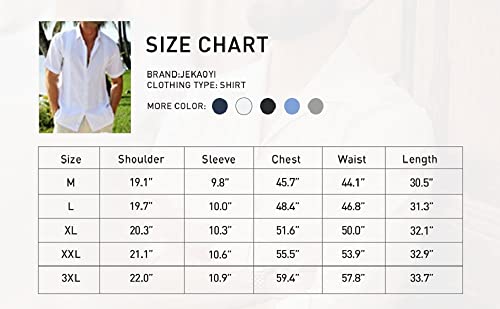 Jekaoyi Mens Casual Linen Cotton Button Down Short Sleeve Shirts Cuban Camp Guayabera Beach Tops #TOP6