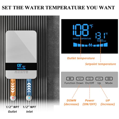 CosCosX Tankless Water Heater Electric,8.5KW 240V Point of Use On