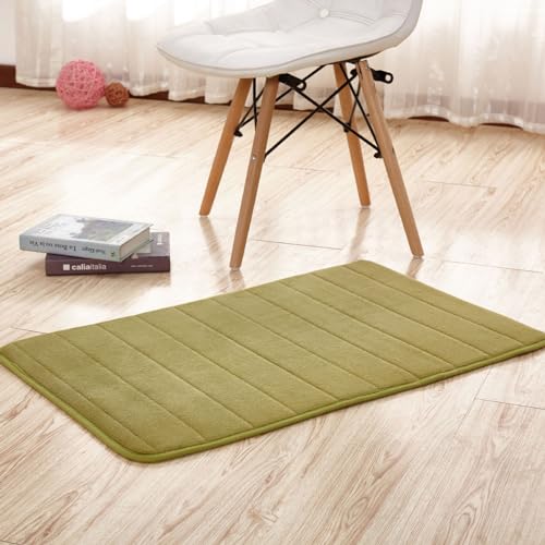 Tapis de bain absorbant et antidérapant vert kaki 30x50cm - 2