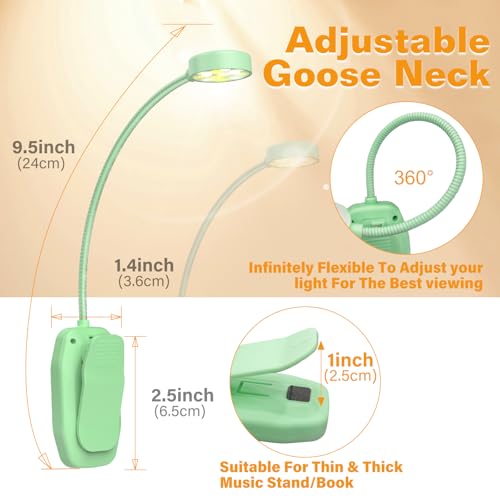 Image of KTEBO 2 Pack Rechargeable Book Light Clip-On Reading Light for Books in Bed | 9 eye-friendly modes from 3 color temperatures and 3 brightness, USB-C up to 30 hrs - Black & Green