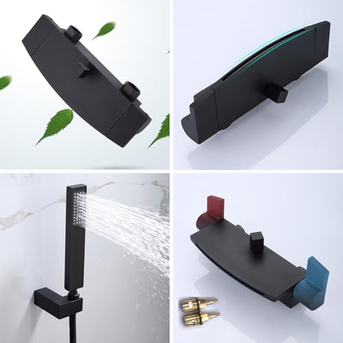 Mitigeur de bain-douche en laiton MOCHAMIK robinet mural cascade noir mat - 5