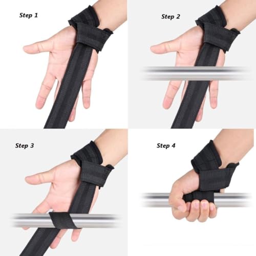 Image of Crowny Weight Lifting Straps and Wrist Support for Gym - Accessories for Men and Women - Deadlift Strap for Weightlifting & Powerlifting and Grip With Padded Support | Free Size | Cotton anti slip straps
