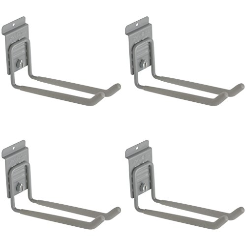 StoreWALL Heavy Duty Long Universal Slatwall Double Hook with CamLok (Pack of 4)