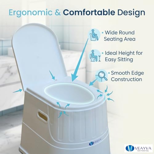 Image of VEAYVA heavy duty Portable Indian Toilet to Western Convertor EasyGo Round Portable Commode | Toilet stool | Toilet Commode for | Commode Stool | Portable Toilet Seat