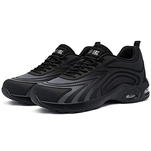 Larnmern Air Cushion Steel Toe Shoes For Men Lightweight Breathable Safety Shoes Comfortable Steel Toe Sneakers Construction Work Shoe Tennis Shoes(10.5,Black,Lsa21095) #TOP6
