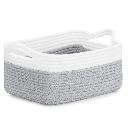 CLHMILY&Z �X���[���L���[�u�X�g���[�W�o�X�P�b�g�A�����D�R�b�g�����[�v�o�X�P�b�g �n���h���t�� �����A�I�A�N���[�[�b�g�A�ۈ牀�A�o�X���[���A��������I�[�K�i�C�U�[�r��(3�A�z���C�g&�O���[�A11.4 x 7.5 x 4.7)