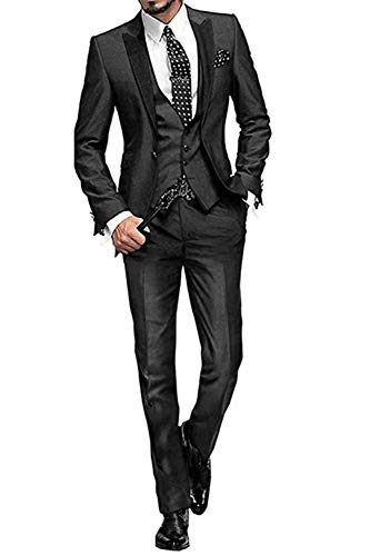 Image of MYS Men's Custom Made Groomsman Tuxedo Suit Pants Vest and Tie Set Black Size 40R