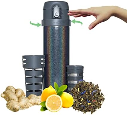 Menna One Control your flavor Stainless steel tea infuser travel mug with Start & Stop steeping infuser Control, for Hot or Cold