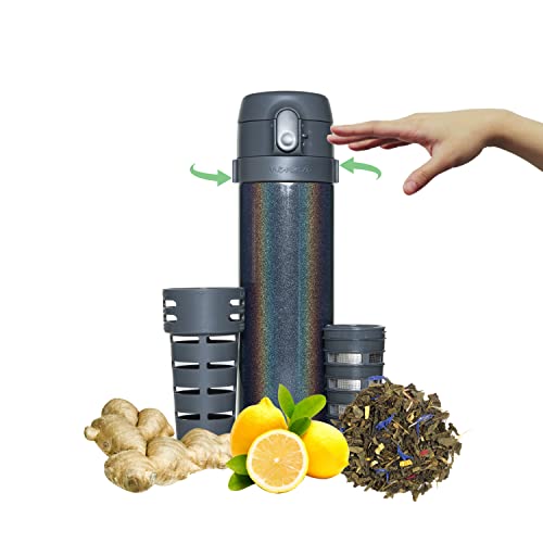 Menna One Control Your Flavor Stainless Steel Tea Infuser Travel Mug With Start & Stop Steeping Infuser Control, For Hot Or Cold #TOP1