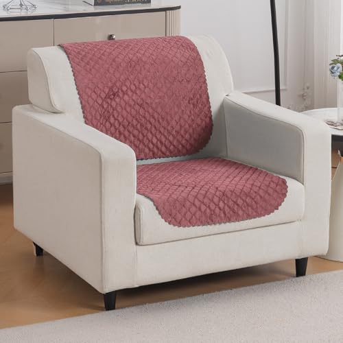 Image of HOKIPO Quilted Sofa Cover for 1 Seater for Seat & Back, 'Quilt Classic' Pink (IN-925-ONION*2)