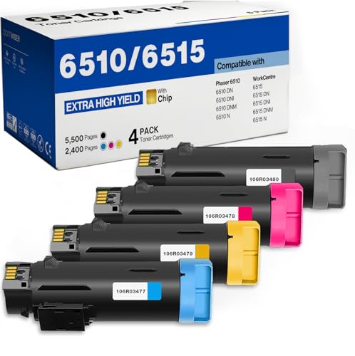 Do it Wiser Compatible Toner Cartridge Replacement for Xerox Phaser 6510 6510DN 6510DNI WorkCentre 6515 6515DN 6515DNI - Extra High Yield 4 Pack CMYK (106R03477 106R03478 106R03479 106R03480)