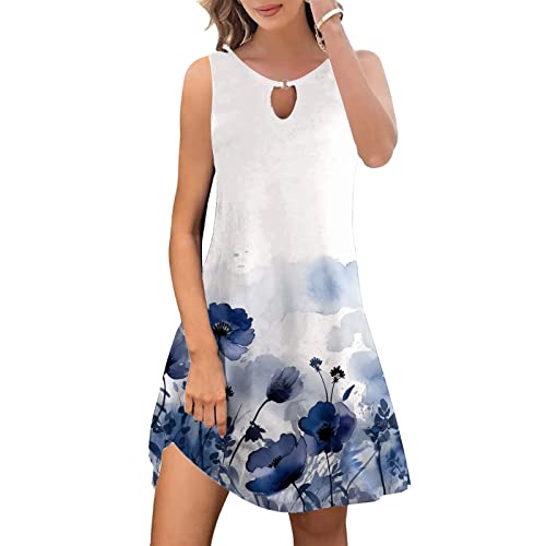 Vestido longo de fenda feminino de verão 2023 moda estampa boêmia saída de praia gola redonda vestid