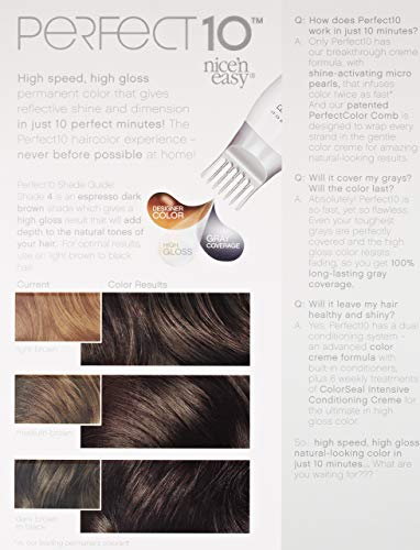 Clairol Nice'n Easy Perfect 10 Permanent Hair Dye, 4 Dark Brown Hair Color, Pack of 2