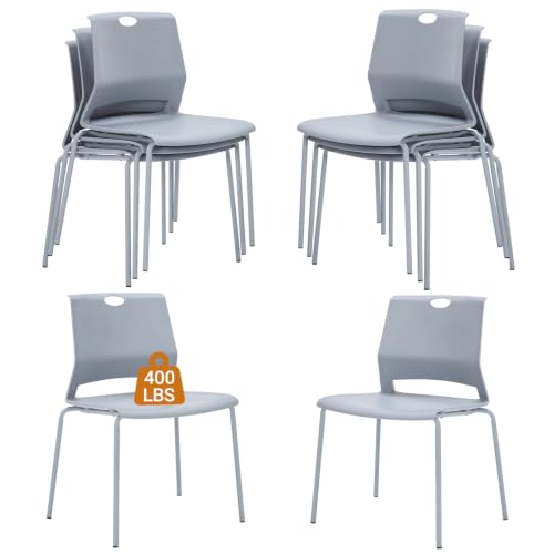 Image of Sidanli 8 Pack Plastic Stacking Chairs, 400LBS Support Metal Frame, Grey