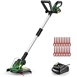 Electric Weed Wacker - SnapFresh 20V Cordless Weed Eater w/ 2.0Ah Li-ion Battery & Fast Charger, Cordless Lawn Trimmer for Multi-Angle Cutting, Grass Edger for Garden & Yard