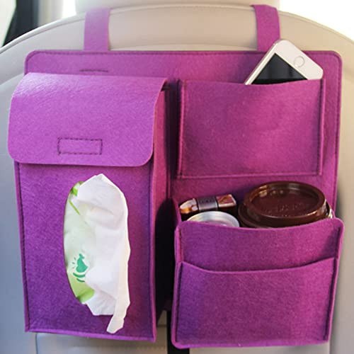 Kripyery Almacenamiento del respaldo del asiento Bolsa de almacenamiento del respaldo del asiento del automóvil Almacenamiento conveniente Resistente a las manchas Violeta Cover