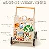 SainSmart Jr. Wooden Baby Walker, Adjustable Height and Speed Baby Push Walker, Montessori Activity Center for 6-12 Months, Push Walking Toys for 1 Year Old Boys Girls Learning to Walk, Animal Theme #2