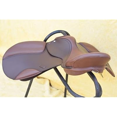 Leather Ride English Saddle Brown Leather treeless GP All Purpose Saddle in with Iron Stirrups and Leathers Size 13-18
