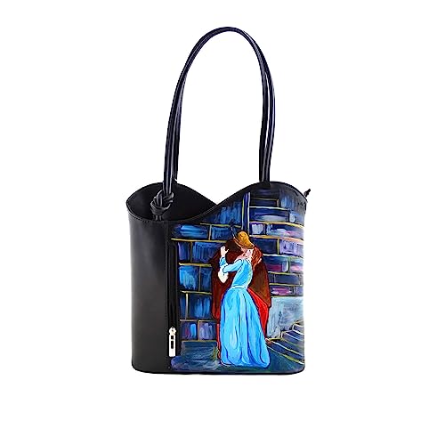 Bolso de piel pintado a mano – EL BESO DE HAYEZ – de mano, bandolera, pochette mujer, idea regalo, artesanía italiana, Made in Italy, piel auténtica, tote bag, elegante, elaborado con cuidado