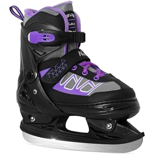 Nattork Ice Skates for Kids Boys and Girls -Adjustable Blue,Black,Pink,Purple Ice Hockey Skates,Warm and Soft Plush Lining and Enhanced Ankle Support