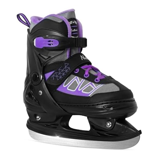 Nattork Ice Skates for Kids, Purple for Teenager Youth Kids, Adjustable Ice Skates for Boys and Girls - Ice Hockey Skates for Outdoor and Rink, Warm and Soft Plush Lining and Enhanced Ankle Support.