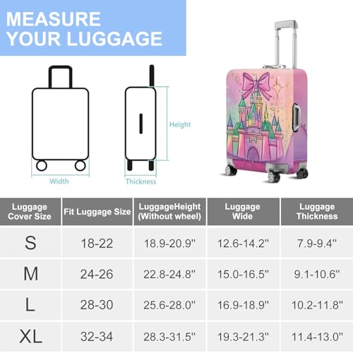 ANNA QUEEN Fantasy Castle Travel Luggage Cover -Stretchable Airplane Suitcase Protector Sleeve,Universal Washable Fit for 20-22 Inch Checked Baggage,Water Resistant Durable Luggage Protector,S by ANNA QUEEN - Used condition - Image 7