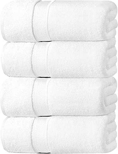 Oakias White Bath Towels – 4 Pack – 27 X 54 Inches – Highly Absorbent, 600 Gsm Fluffy & Soft Luxury Bath Sheets #TOP18