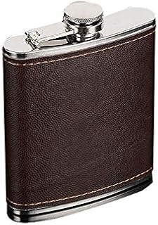Valensha Men Faux Leather Wrapped Stainless Steel Whiskey Alcohol Hip Flask,Drinking Flask,Flask