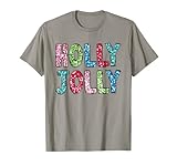Holly Xmas Jolly Vibes Groovy Retro Hippie Christmas Pajamas T-Shirt