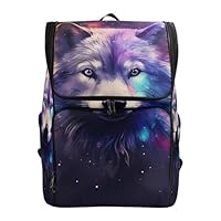 ALAZA Large Travel Laptop Backpack Colorful Wolf Galaxy Pattern Rucksack Women Men Business Office Back Pack Daily Commute Backpacks,Water Resistant College Computer Bag,19\"