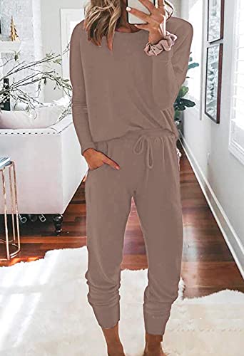 Fixmatti Women Casual 2 Piece Outfit Long Pant Set Sweatsuits Tracksuits Camel S #TOP1
