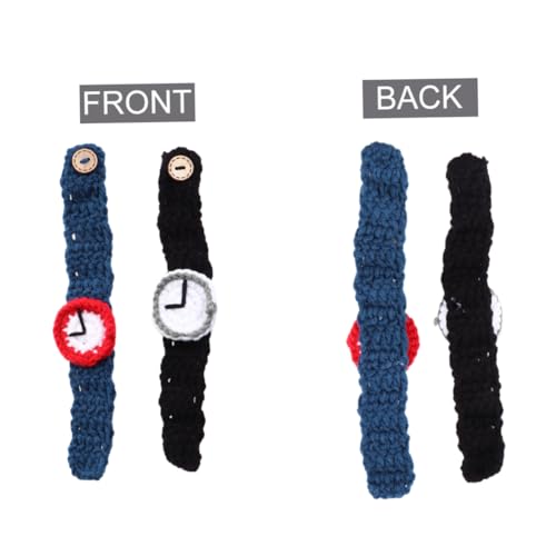 FAVOMOTO 2pcs Funny Cartoon Knitted Wristwatches for Couples and Students Soft Bracelets and Black for Parties and Festivals3