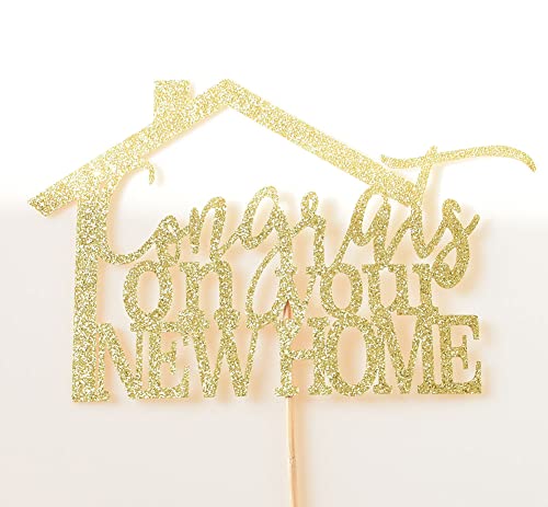 Housewarming Cake Topper Family Themed New Home Party Decorations Congrats On Your New Home Cake Toppers Gold Glitter #TOP5