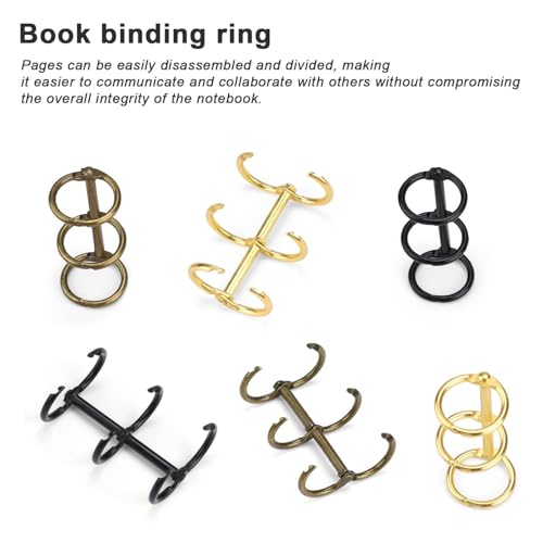 0XBIT Buchbinderinge, 12 Stück Ringbuch Ringe, 3 Farben Ringbuch Metall, 15 mm Innendurchmesser Ringbindung, Buchringe für Büros, Schulen, Hause