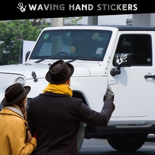 Sabary 2 Pcs Wave Stickers Wave Sign Decal Compatible with SUV Off Road Vehicle for Automobile Hand Stickers Car Decoration for Rearview Mirror Left Right(White) by Sabary - Image 2