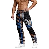 DUHENWU Pantalones de chándal para hombre, carnaval con estampado Y2K, cintura elástica, pantalones hippie, cómodos, informales, ropa de calle, para exteriores, disfraces, cómodos, cintura alta