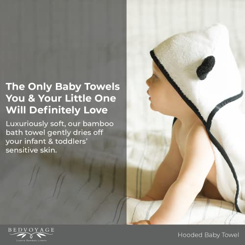 Bedvoyage Baby Towels And Washcloths - Panda Hooded Bath Towels For Babies & Soft Wash Cloths - Bamboo Viscose & Cotton For Sensitive Skin - Baby Bath Set For Newborn Girl Or Boy #TOP1