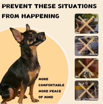 KEYRI 2 Stück Maulkorb Für Hunde Verstellbare Schlaufe Weicher Maulkorb Verhindert Das Beißen Ermöglicht HechelnTrinken Und Bellen Netzmaulkorb für Kleine Große und Hunde (Schwarz, Klein)