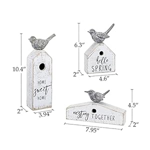3 Pcs Birdhouse Shaped Wooden Table Decor with Bird Ornament, Rustic Farmhouse Spring Decor for Shelf Mantel Desk Decoration, Housewarming Gift, Hello Spring, Nest Together, Home Sweet Home 3 Pcs Birdhouse Shaped Wooden Table Decor with Bird Ornament Rustic Farmhouse Spring Decor for Shelf Mantel Desk Decoration Housewarming Gift Hello Spring Nest Together Home Sweet Home