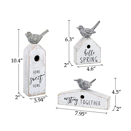3-Pcs-Birdhouse-Shaped-Wooden-Table-Decor-with-Bird-Ornament-Rustic-Farmhouse-Spring-Decor-for-Shelf-Mantel-Desk-Decoration-Housewarming-Gift-Hello-Spring-Nest-Together-Home-Sweet-Home 3 Pcs Birdhouse Shaped Wooden Table Decor with Bird Ornament Rustic Farmhouse Spring Decor for Shelf Mantel Desk Decoration Housewarming Gift Hello Spring Nest Together Home Sweet Home