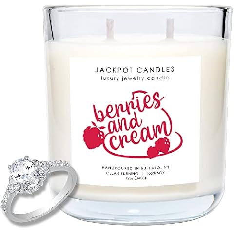 Jackpot Candles Berries and Cream Candle with Ring Inside (Surprise Jewelry Valued at 15 to 5,000 Dollars) Ring Size 6 Cover