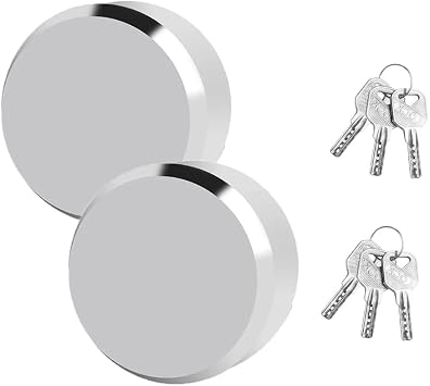 2 Pack Puck Lock Set, 6061 Aluminum Hidden Shackle Padlock Keyed Alike, Trailer Puck Padlocks Anti Theft 2-7/8" Puck Lock for Trailers Trucks Vans Shed Gates Garage Silver 2 Pack