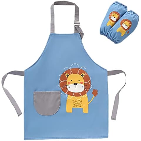 SUNNEKO Kochschürze Kinder Schürzen Kind mit Tasche Wasserdicht Jungen Mädchen Verstellbare Küchenschürze Basteln Bemalen Backen Kochen Malschürze Kunstkittel Arbeitsschürze Painting Bastelschürze Cover