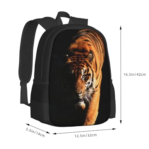 17 Inch Backpack for Ferocious Tiger Studio Lightweight Adjustable Animal Backpacks with Mesh Side Pockets for Travel Outdoor Sports3