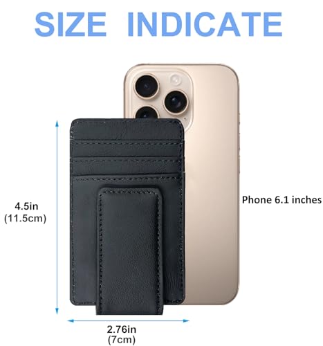 Front Pocket Wallets for Men with Magnet Money Clip RFID Blocking Leather Minimalist Slim Wallet Credit Card Holder (Small Black)3