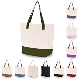 HIFA Personalized Custom Tote Bag for Women, Canvas Tote Bag – Zipper Closure, Extra Inner Pocket – Multipurpose Shoulder Bag