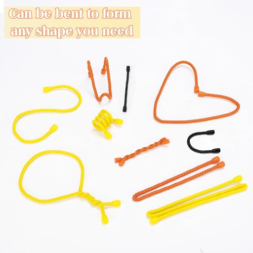 Image of 9PCS 4 Inch Silicone Cable Ties, Reusable Bendable Rubber Twist Ties