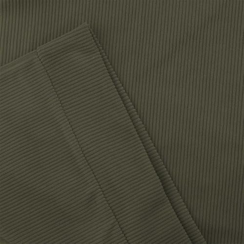 Mens Corduroy Sweater with Elbow Patches Long Sleeve Button Turtleneck Shirts Vintage Waffle Sweatshirts4